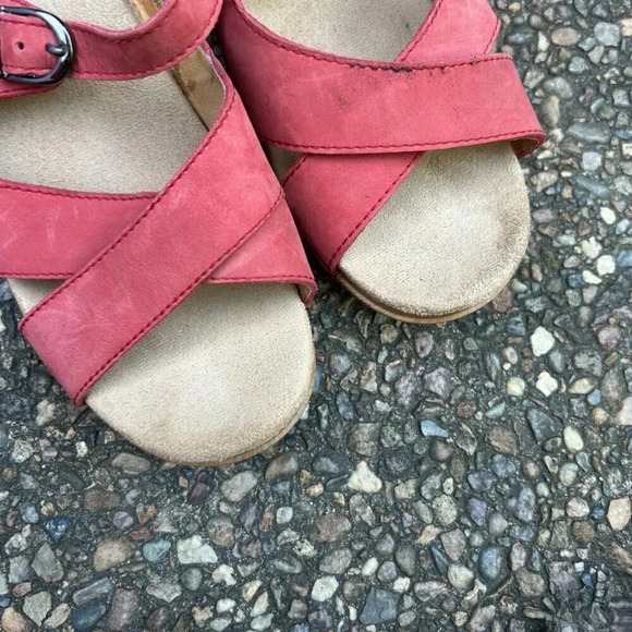 Dansko Sela Soft Red Dark Coral Suede Leather Slide Wedge Sandals  Size 41 - Picture 11 of 11